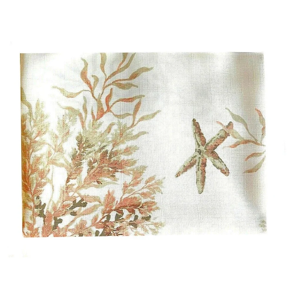Nanette Lepore Adriatic Shells Shower Curtain w/ Hooks Beach Nautical Fabric